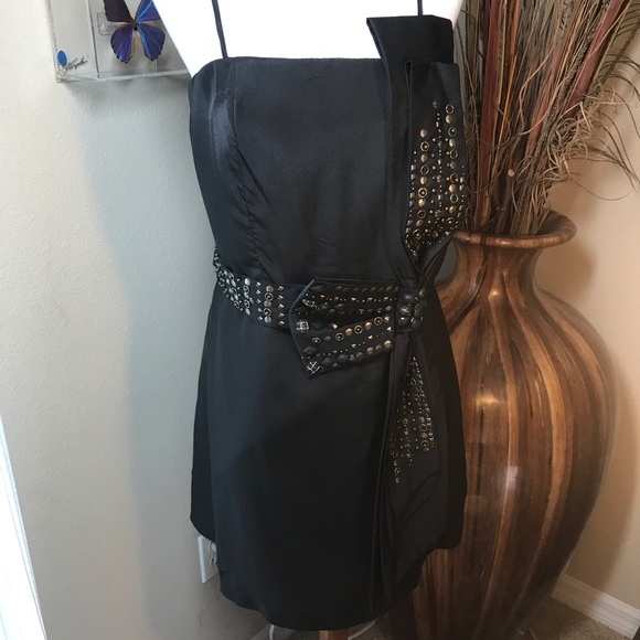 Large Black Dress Cocktail Short Unique Lulumari Beaded Sequin Bow Party NWOT - Picture 4 of 9